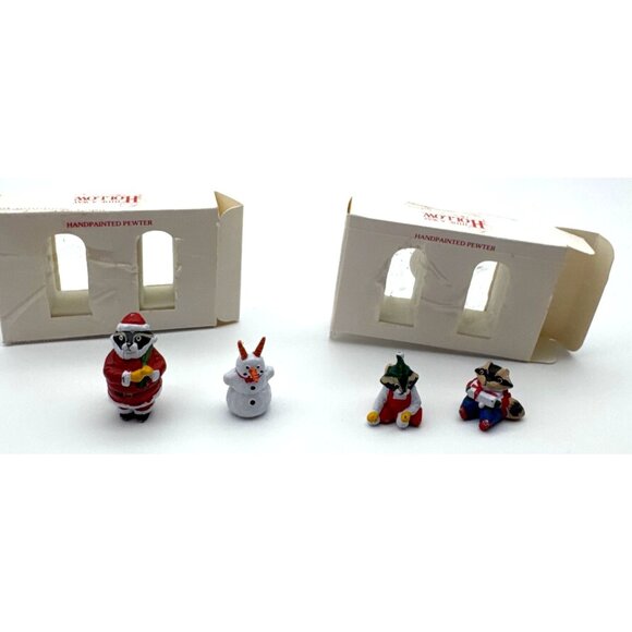 Hide A Way Hollow Animal Pewter Figures Dept 56 Christmas Village 4 Figures - Picture 1 of 4